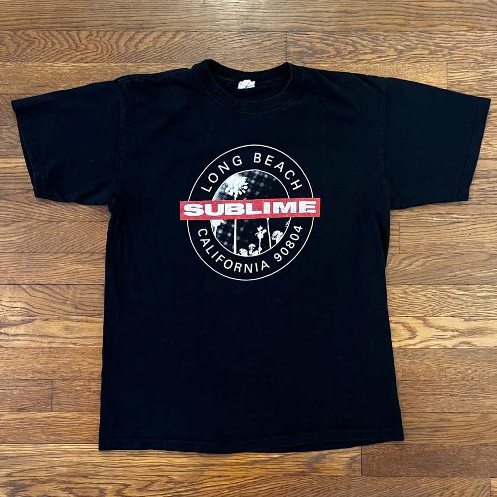 Vintage Sublime Long Beach California 90804 Black T-Shirt Men's Large Anvil‎ Tag